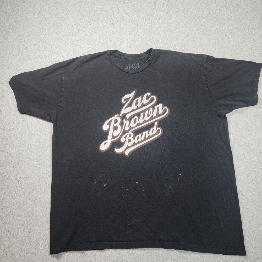 Lucy Justice Zac Brown Band T-Shirt Mens XL Black Fair Paint Splatter Graphic